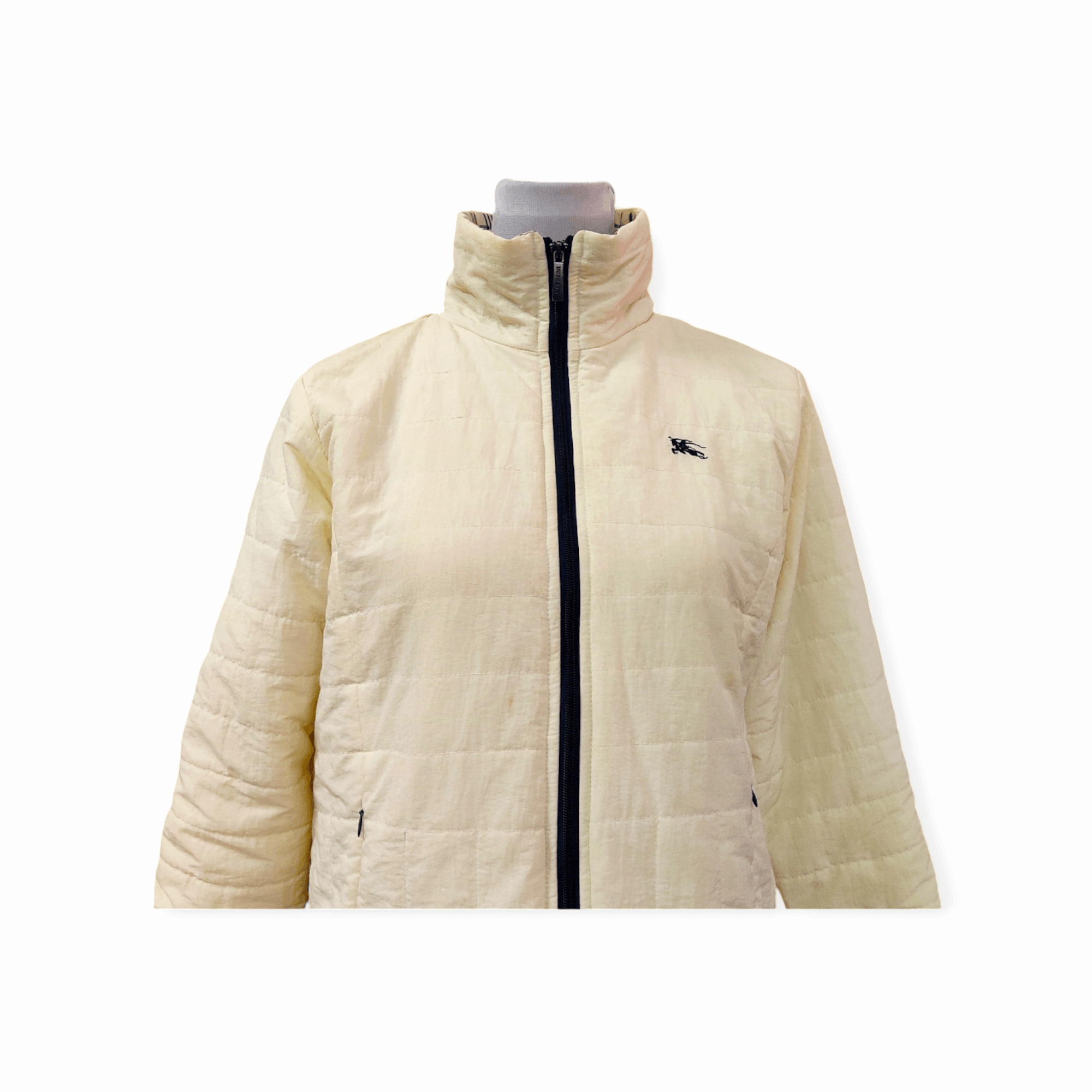 Burberry Vintage Burberry Light Cream Yellow Zipper Puffer Jacket Size M / US 6-8 / IT 42-44 - 2 Thumbnail