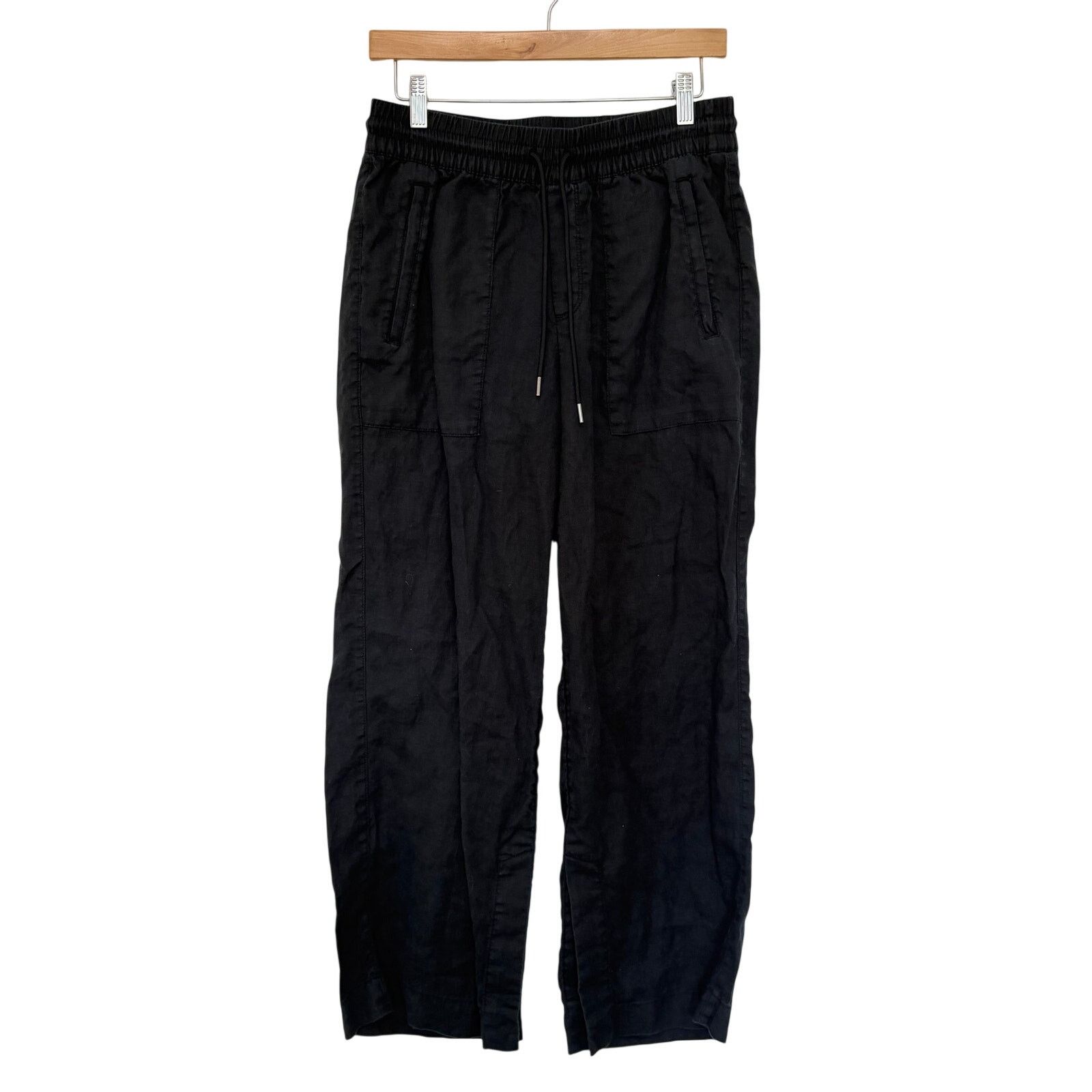 Athleta Athleta Black Retreat Linen High Rise Wide Leg Pants Sz S Size 27" / US 4 / IT 40 - 1 Thumbnail