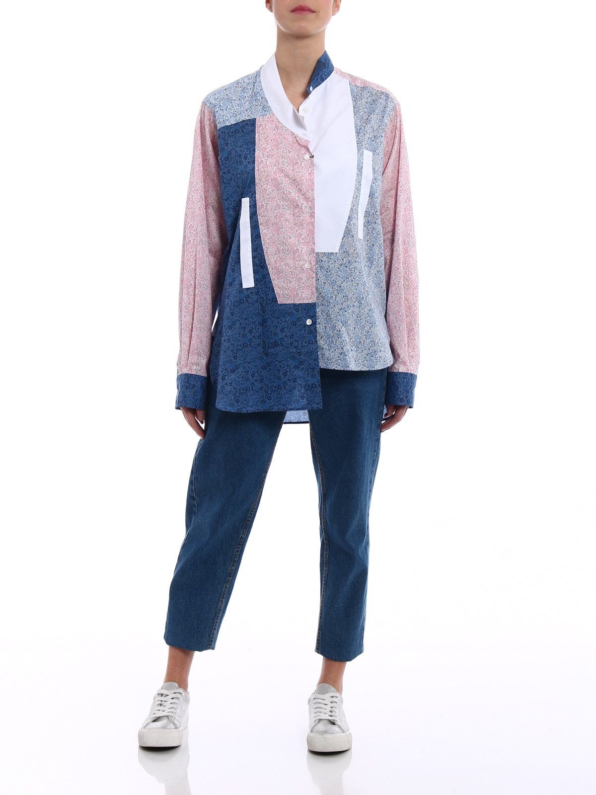 Loewe Loewe Multicolor Asymmetrical Button Up Patchwork Shirt Size XS / US 0-2 / IT 36-38 - 2 Thumbnail