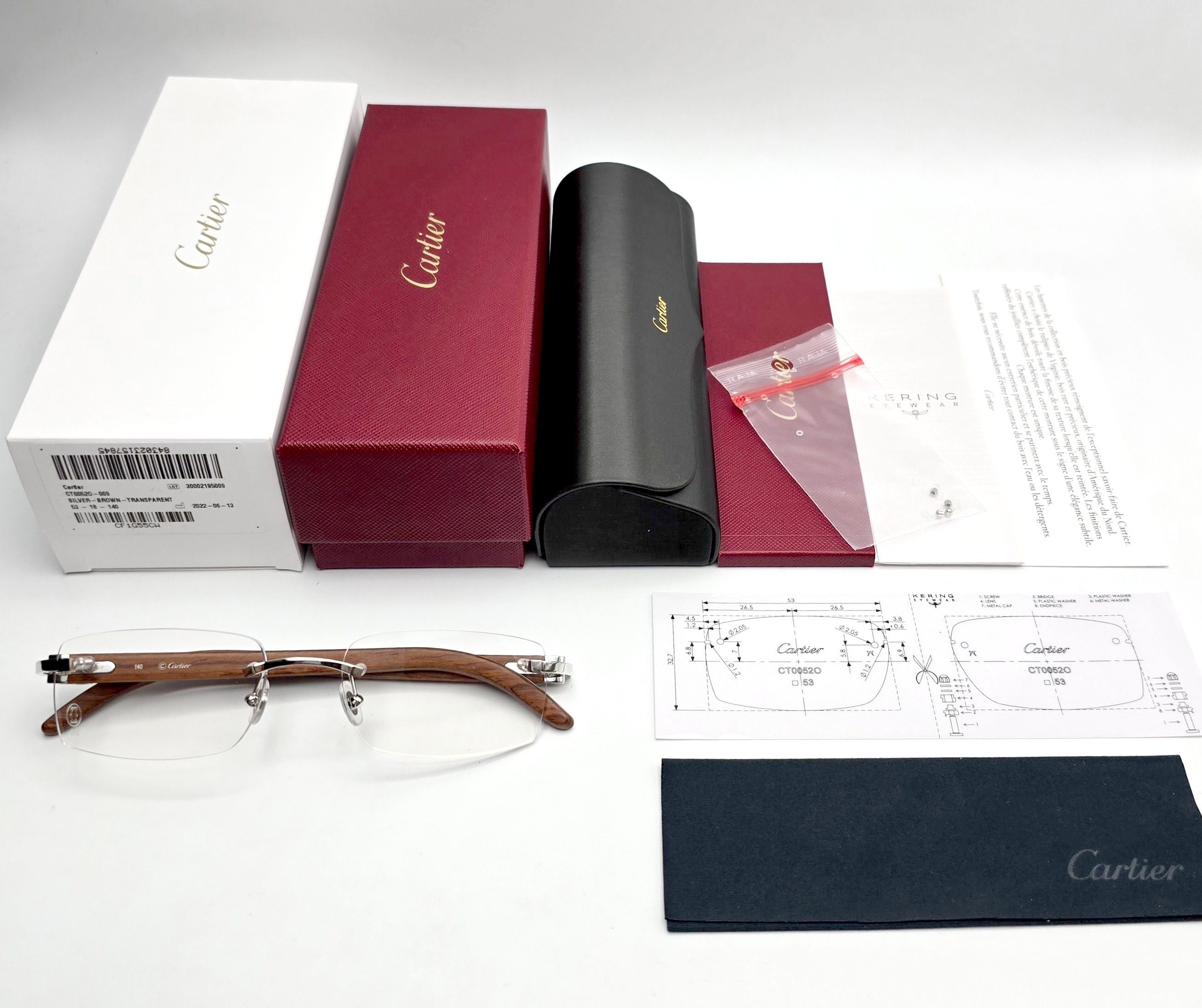Cartier NEW! Cartier Ibiza Wood Silver Glasses CT00520 Size ONE SIZE - 1 Thumbnail