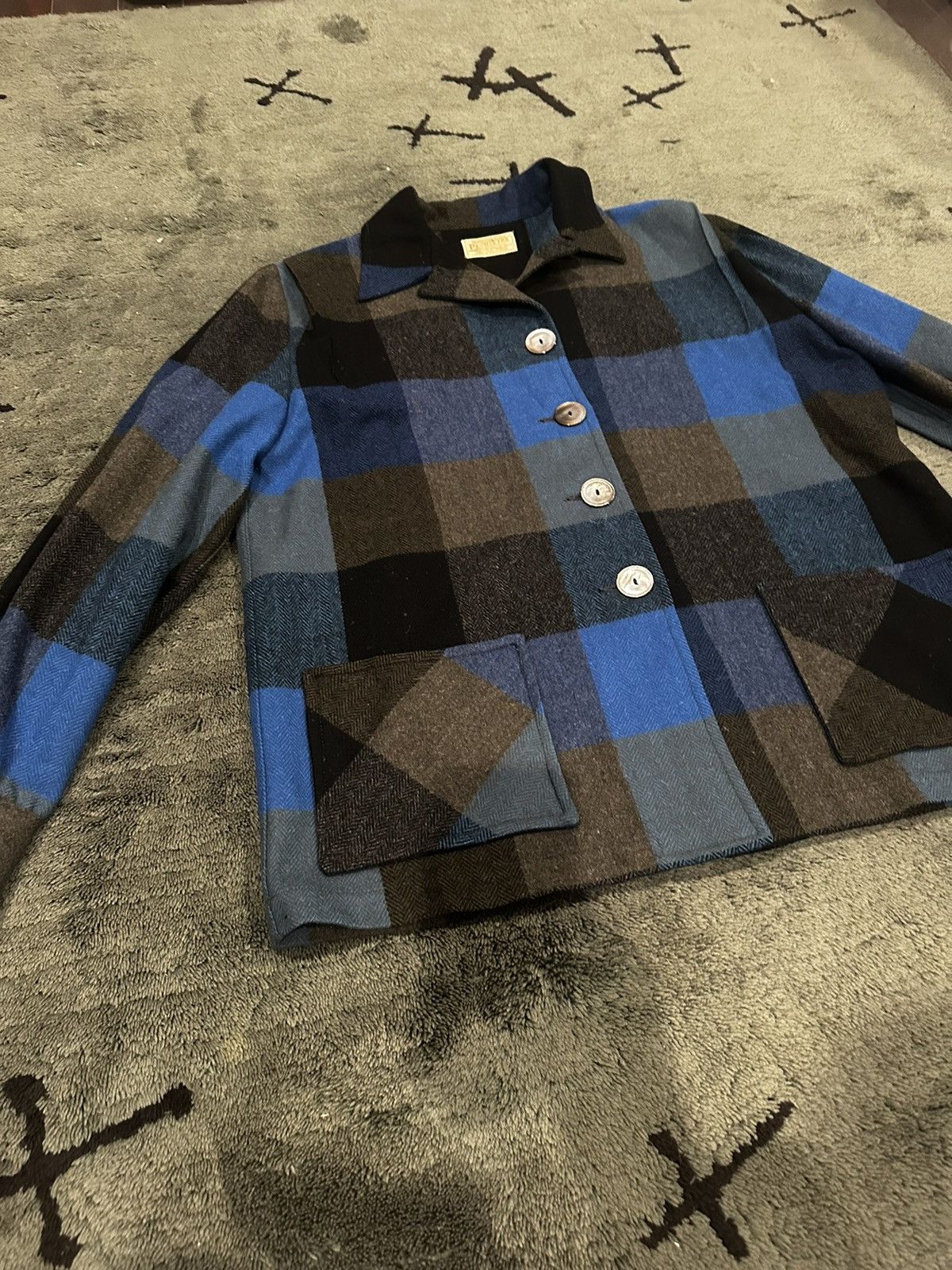 Pendleton × Vintage Vintage 40s 50s Pendleton 49er Jacket Wool Blue Black Plaid Size US L / EU 52-54 / 3 - 3 Thumbnail