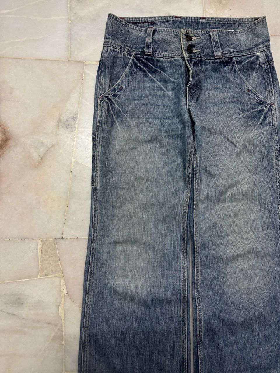 Vintage 💥Sick💥90s style Japanese Mudwash Carpenter Pants Baggy Flare Size US 28 / EU 44 - 5 Thumbnail