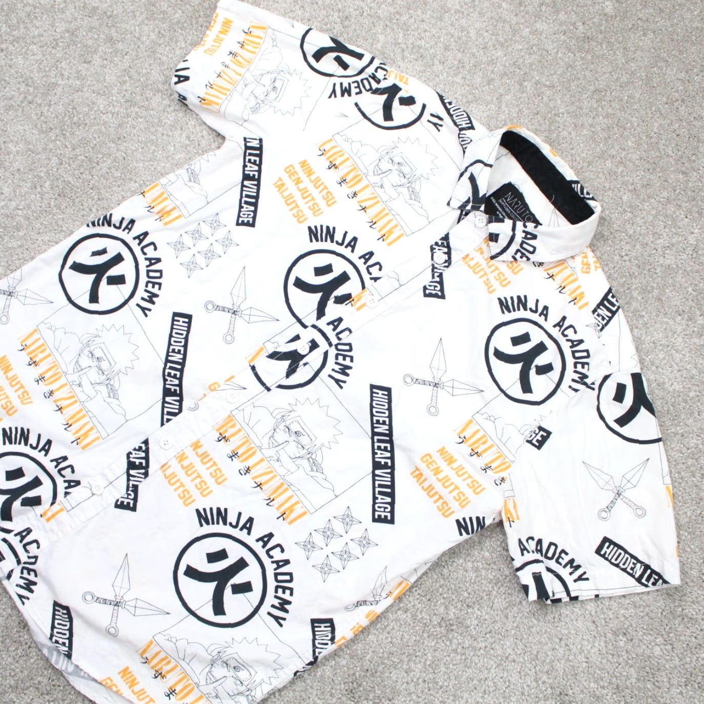 Vintage NARUTO Shippuden AOP Shirt Mens Medium White All Over Print S/S Logo Button-Up Geometric Casual Anime Mens Medium White Size US M / EU 48-50 / 2 - 3 Thumbnail