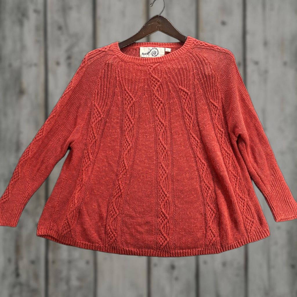 Vintage Rosie Neira Sweater Women Medium Red Linen Blend Knit Pullover Geometric Boho Top Crewneck Womens Size M / US 6-8 / IT 42-44 - 1 Thumbnail