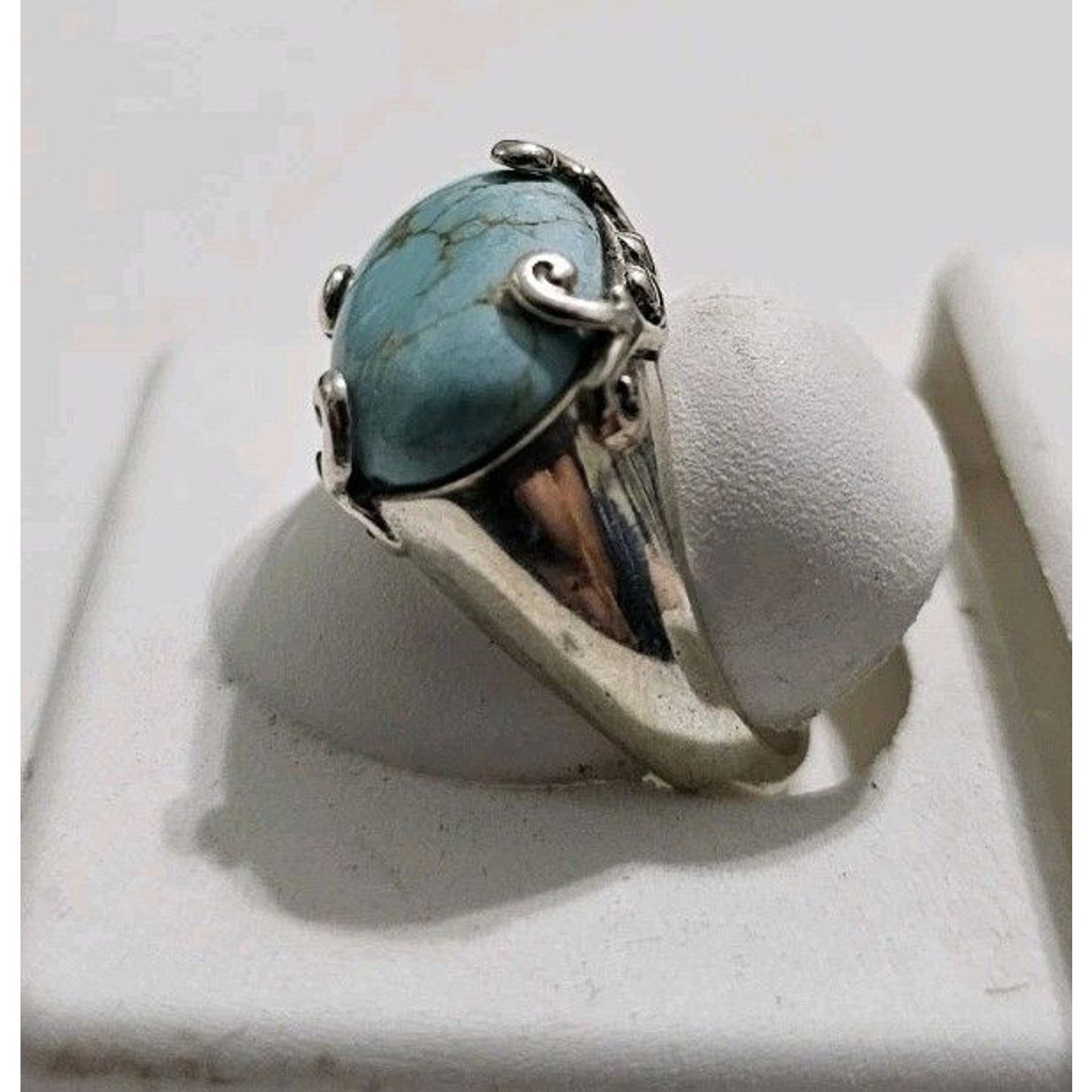 Sterling Silver Blue Stone 925 Silver Ring Size 9 Size ONE SIZE - 3 Thumbnail