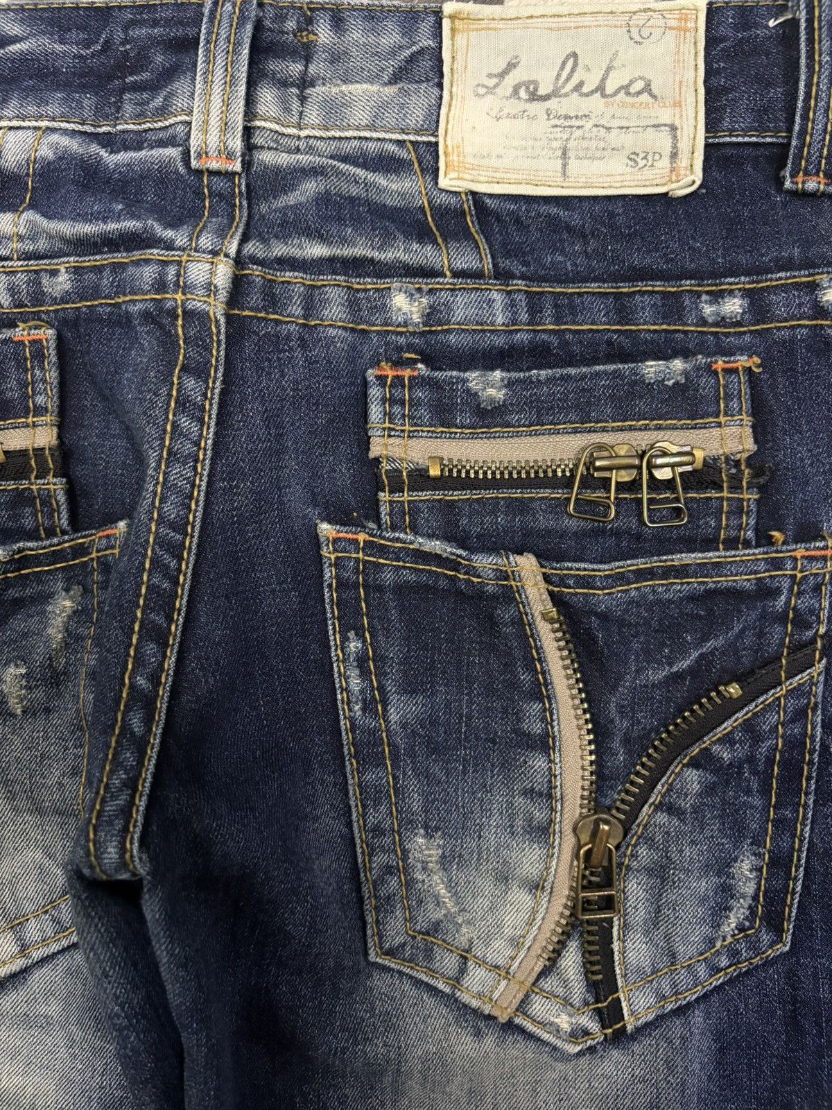 If Six Was Nine Vintage Japanese Brand Lolita Whiskers Distressed Punk Jeans Size US 32 / EU 48 - 12 Thumbnail