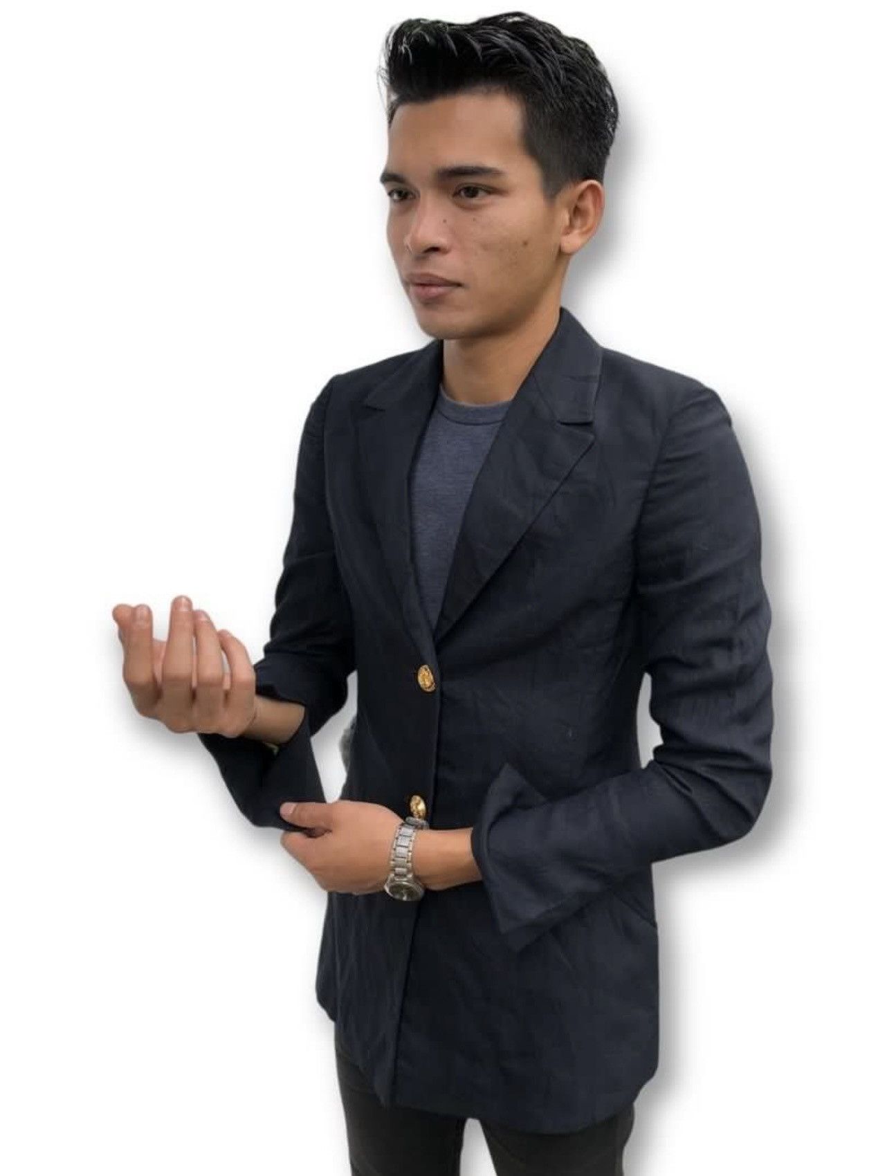Versace 🔥VINTAGE VERSACE ITALY SINGLE-BREASTED SUIT/JACKET NAVY Size US S / EU 44-46 / 1 - 3 Thumbnail