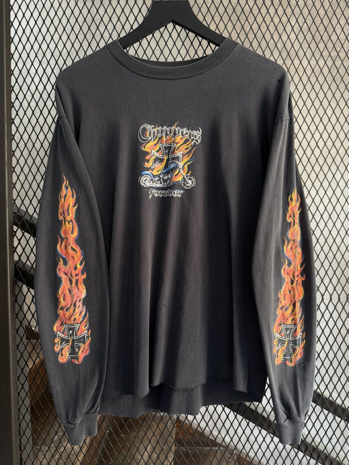 West Coast Choppers Vintage 1990s West Coast Choppers Distressed Faded LS Flames Size US L / EU 52-54 / 3 - 2 Thumbnail