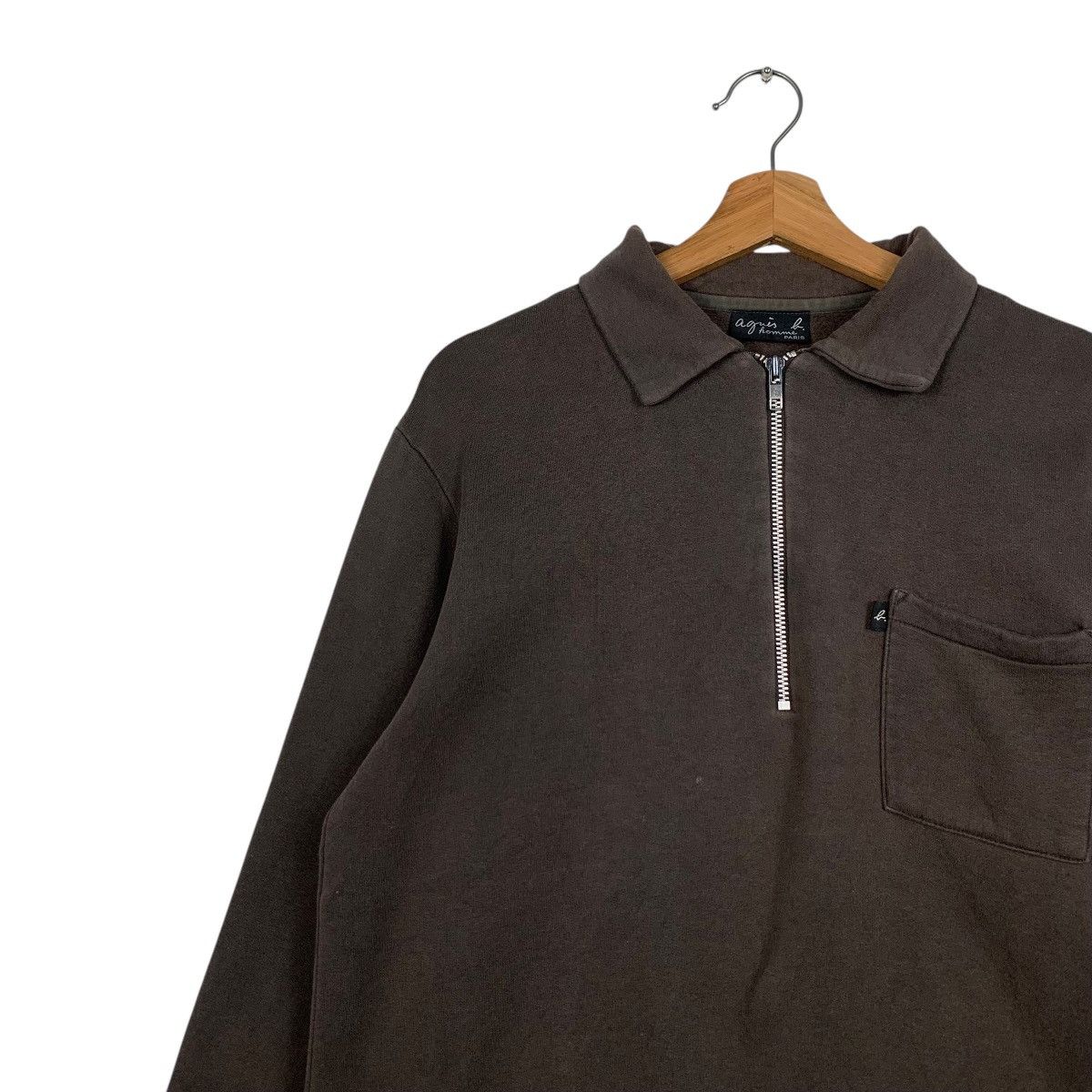 agnes b. AGNES B Half Zip Collared Single Pocket Sweatshirt #1607-C72 Size US M / EU 48-50 / 2 - 6 Thumbnail