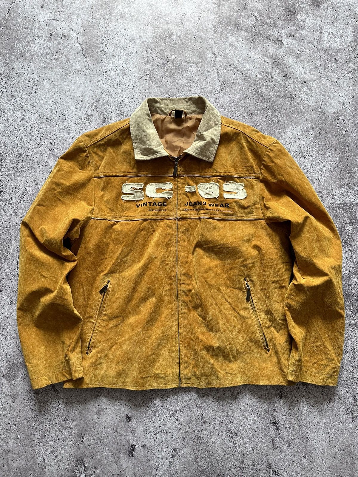 Vintage Vintage Y2K Racing SC-85 Washed Yellow Suede Leather