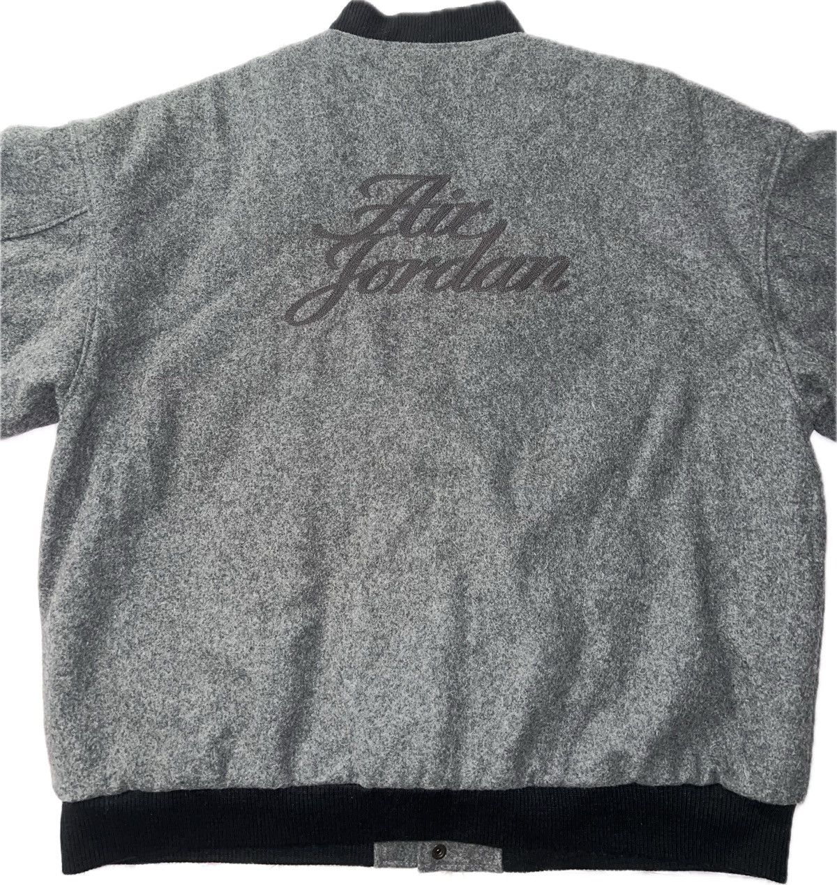 image of Jordan Vintage 2005 Air Jordan Wool Varsity Button Down Jacket in Grey, Men's (Size XL)