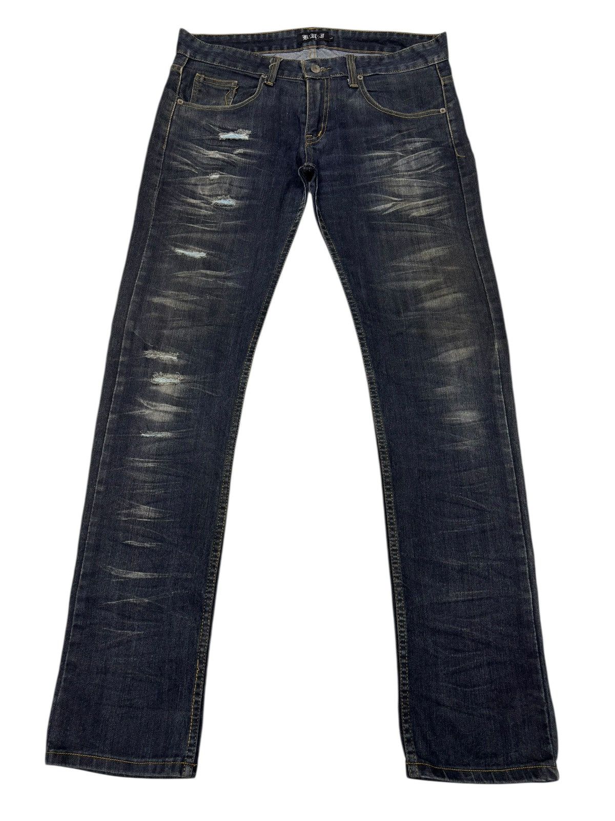 Kapital KUI Grunge Distressed Denim Jeans Straight Leg Fit Size US 34 / EU 50 - 1 Thumbnail