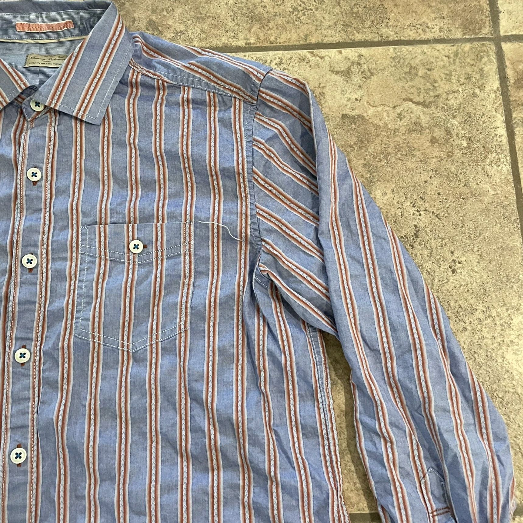 Tommy Bahama TOMMY BAHAMA Striped Button-Up Shirt Mens M Long Sleeve 100% Cotton Multicolor Size US M / EU 48-50 / 2 - 2 Thumbnail