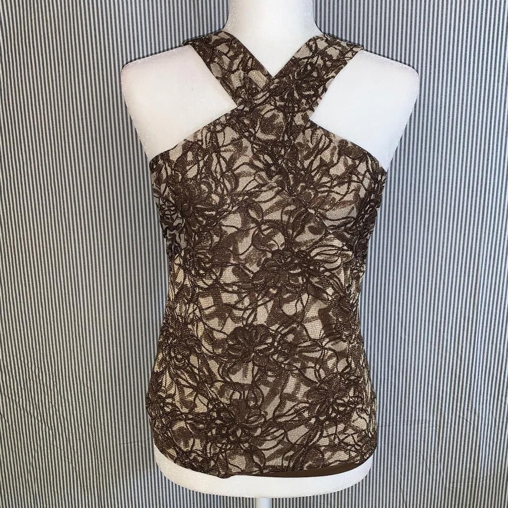 Ann Taylor NWT Ann Taylor Criss-Cross Neck Shimmer Blouse, MP Size M / US 6-8 / IT 42-44 - 6 Thumbnail