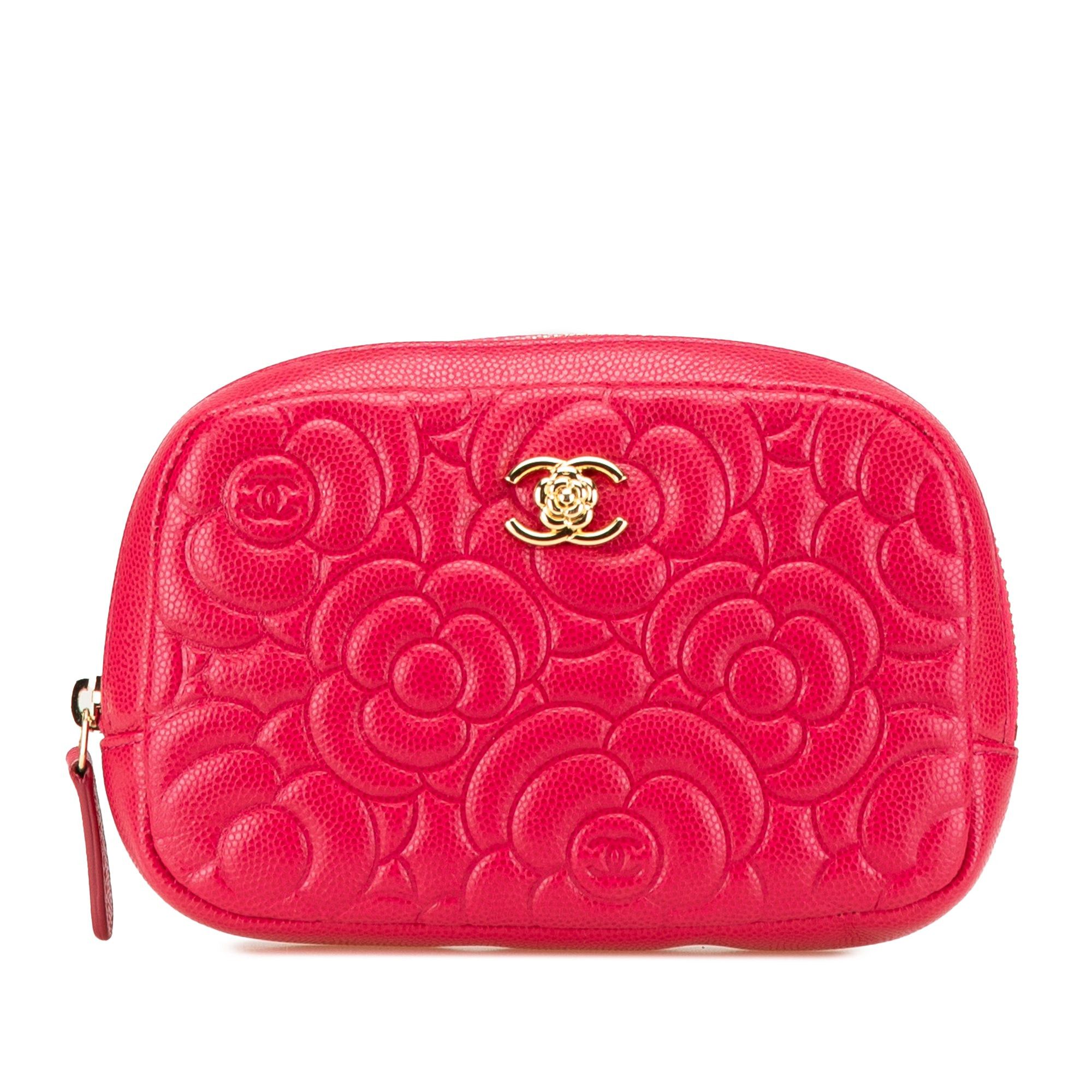 Chanel Chanel Small Caviar Camellia Cosmetic Case Red Size ONE SIZE - 1 Thumbnail