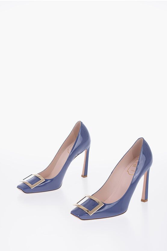 image of Roger Vivier Patent Leather Trompette Pumps 10 Cm Shoes in Blue, Women's (Size 7)
