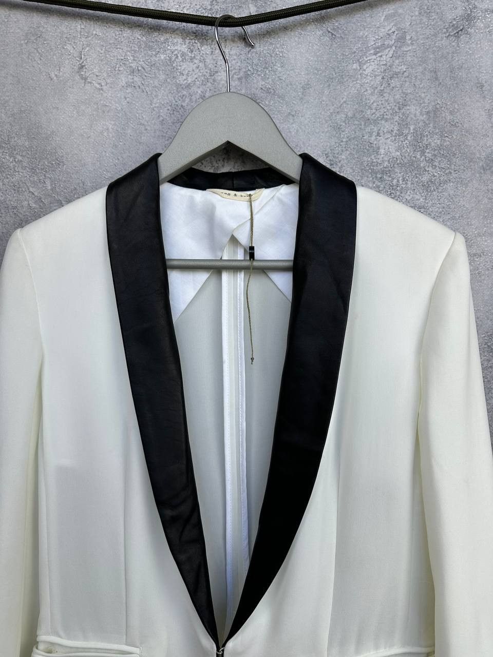 Rag & Bone Rag & Bone White Tuxedo Blazer Jacket Leather Shawl Collar Size S / US 4 / IT 40 - 4 Thumbnail