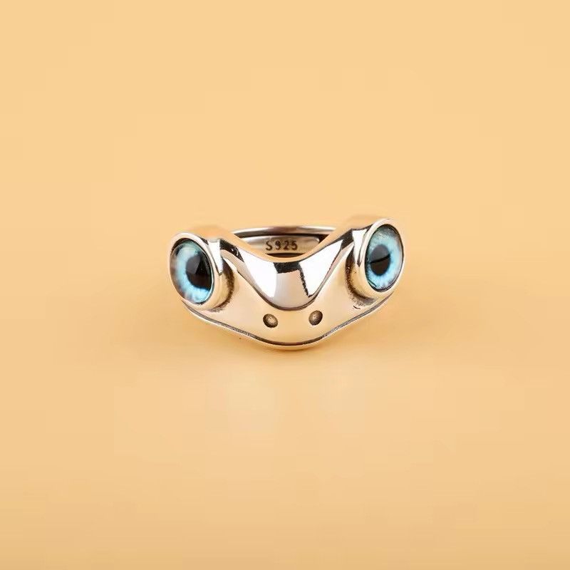 Jewelry Charm Blue Eyes Frog Rings Size ONE SIZE - 4 Thumbnail