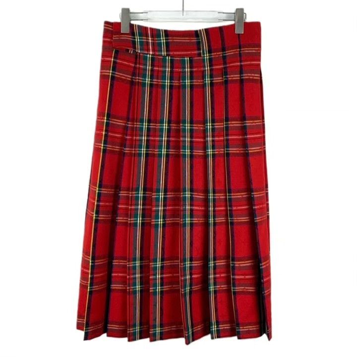 Louis Vuitton Louis Vuitton Red Check Wool Pleated Skirt Size 34" / US 12 / IT 48 - 1 Thumbnail