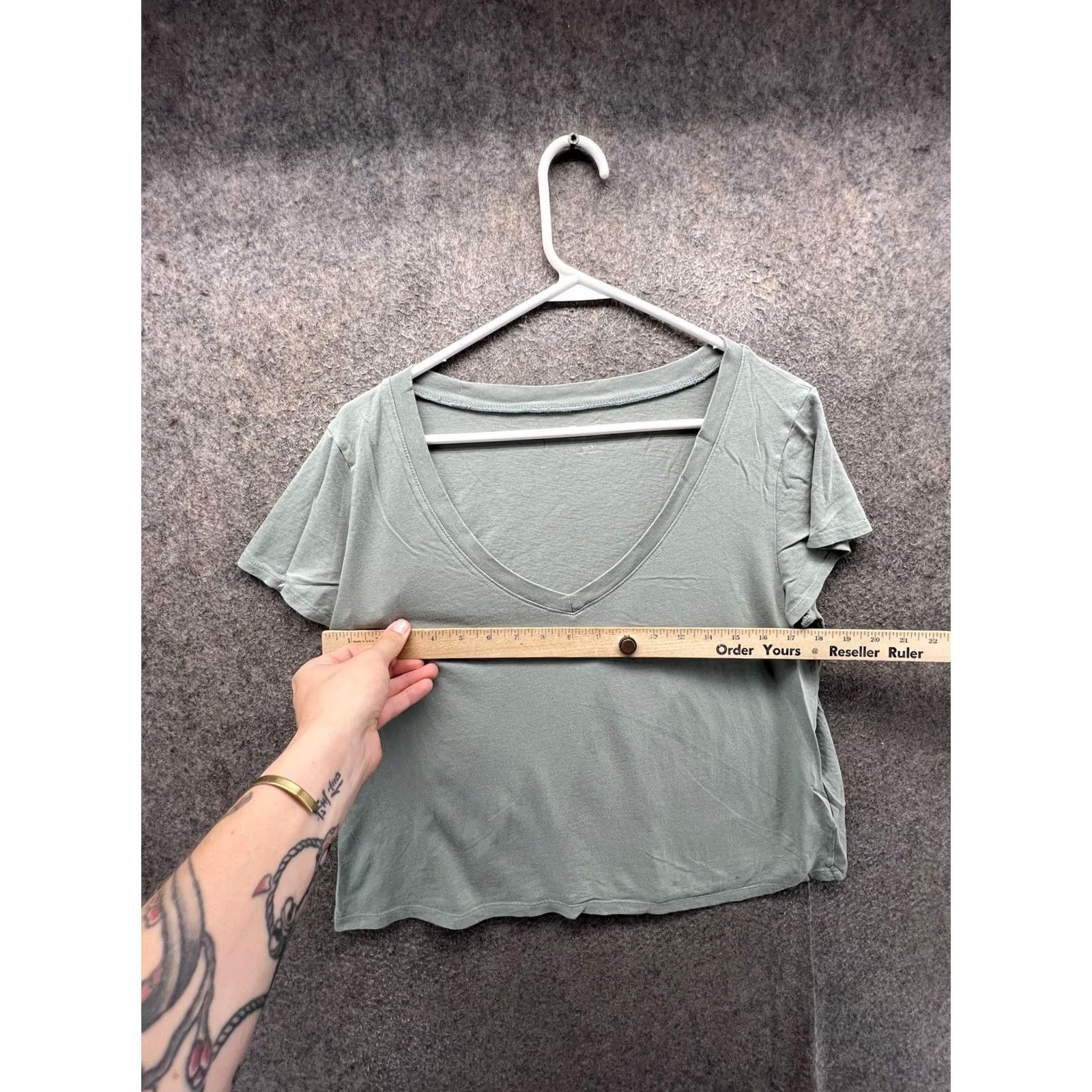 Madewell Madewell Shirt Womens Small Green Softfade Cotton V Neck Short Sleeve Jersey Top Size S / US 4 / IT 40 - 4 Thumbnail