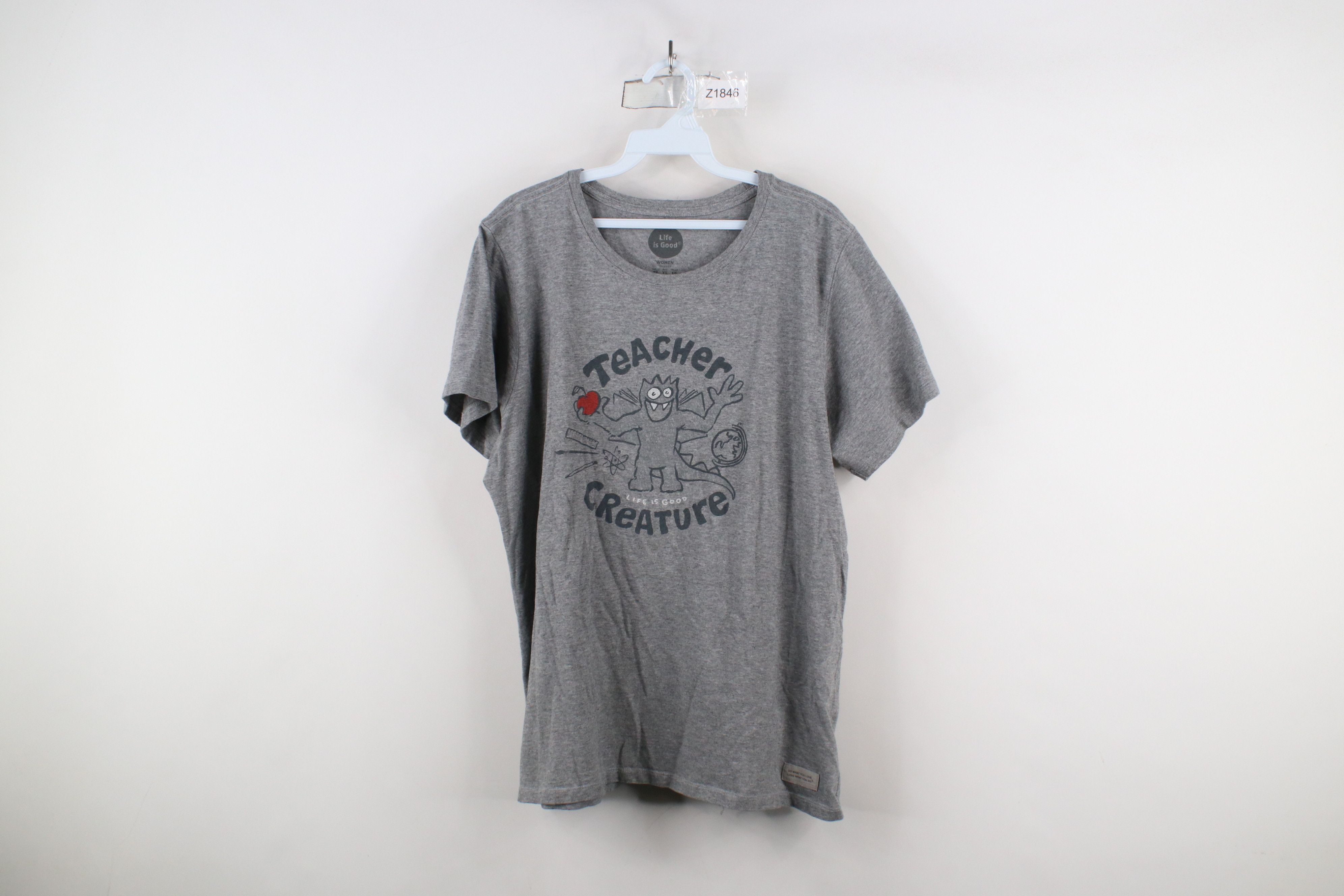 Life is Good × Vintage Life Is Good Teacher Creature Short Sleeve T-Shirt Gray Size XL / US 12-14 / IT 48-50 - 1 Thumbnail