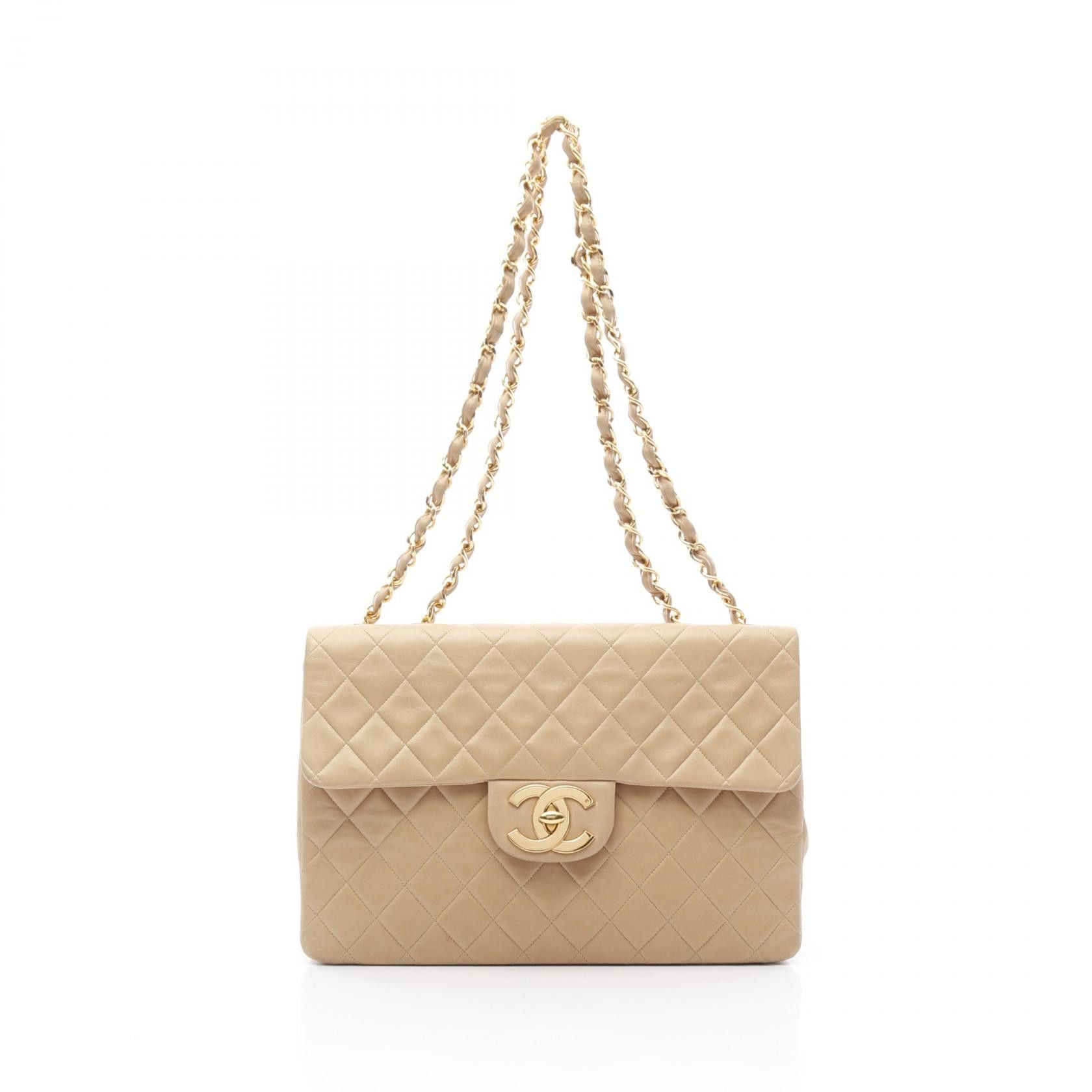 Chanel Chanel Deauville Matelasse Lambskin Shoulder Bag Leather Shoulder Bag A01094 in Beige, Women's