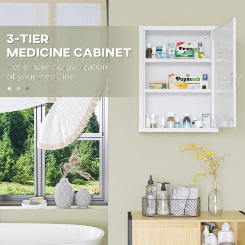 Designer × Homemade kleankin 16" x 21" Wall Medicine Cabinet with Lock, 3 Tier S Size US L / EU 52-54 / 3 - 7 Thumbnail