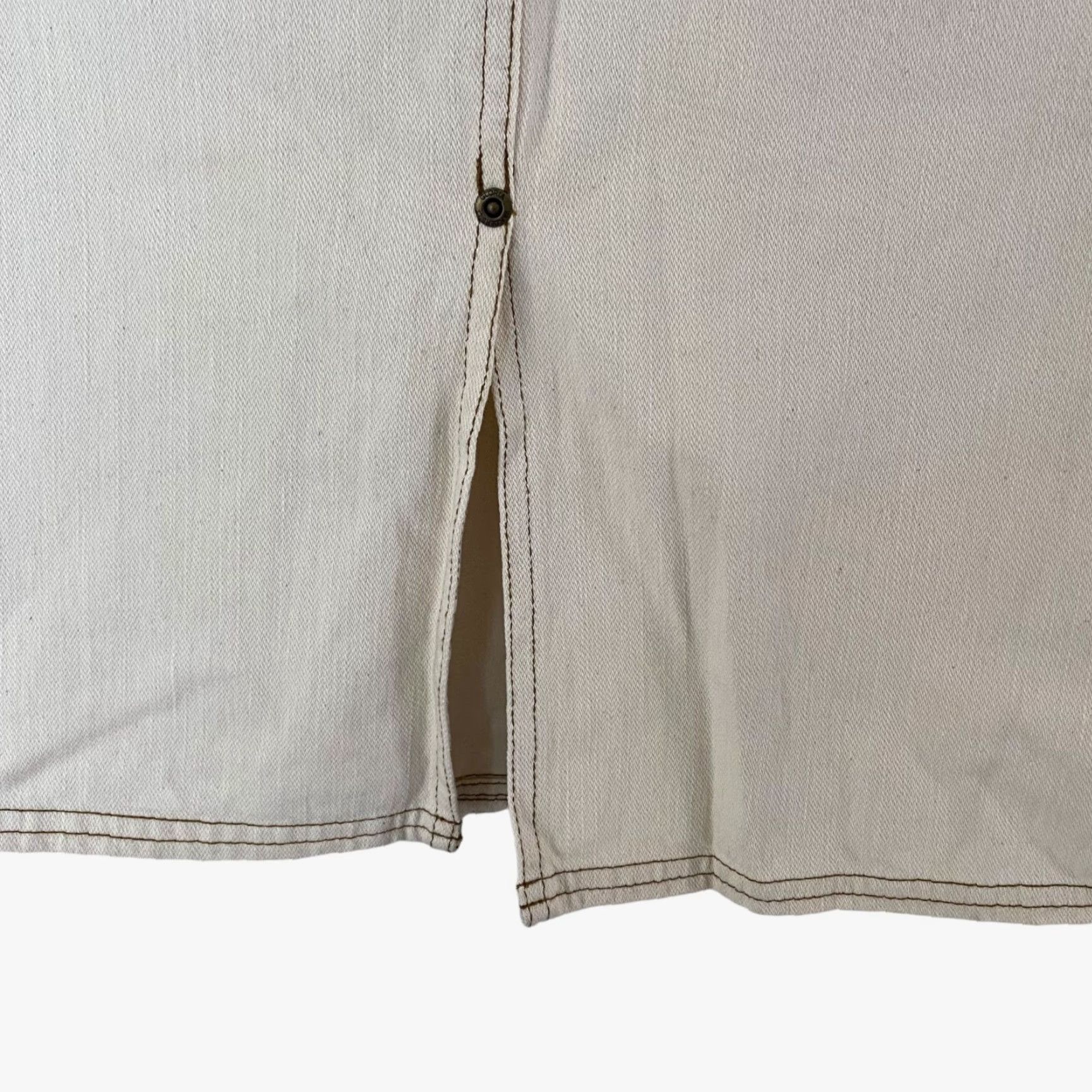 Gloria Vanderbilt Gloria Vanderbilt A-Line Denim Pencil Skirt Cream Womens Size 6 Boho Tapestry Midi Skirt Slit Pockets 100% Cotton Regular Rise #3 Mens? Size 28" / US 6 / IT 42 - 7 Thumbnail