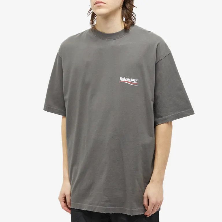 Balenciaga o1s1wg111124 Political Campaign T-Shirt Large Fit Smoke Grey Size US M / EU 48-50 / 2 - 2 Thumbnail