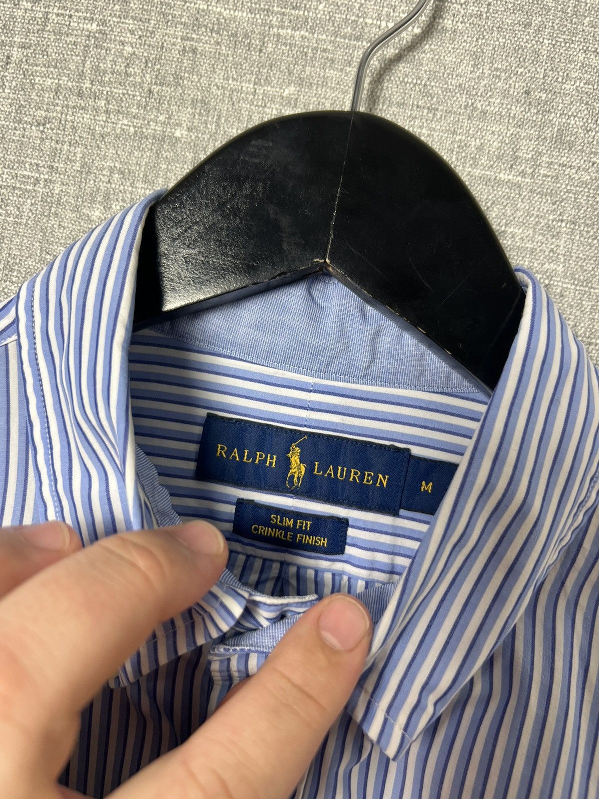 Polo Ralph Lauren Polo Ralph Lauren Slim Fit Crinkle Finish Striped Shirt Size US M / EU 48-50 / 2 - 7 Thumbnail