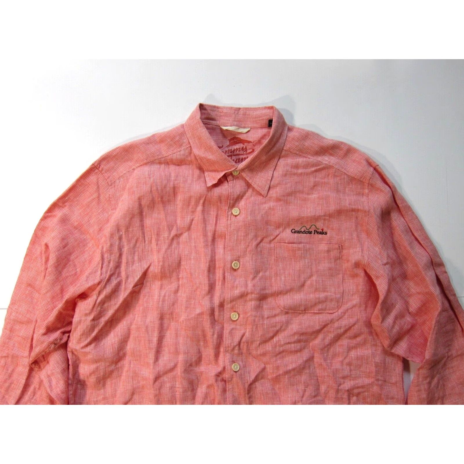 Tommy Bahama Tommy Bahama Linen Orange Golf Grandote Peaks Button Down Long Sleeve Shirt XL Mens Size US XL / EU 56 / 4 - 6 Thumbnail