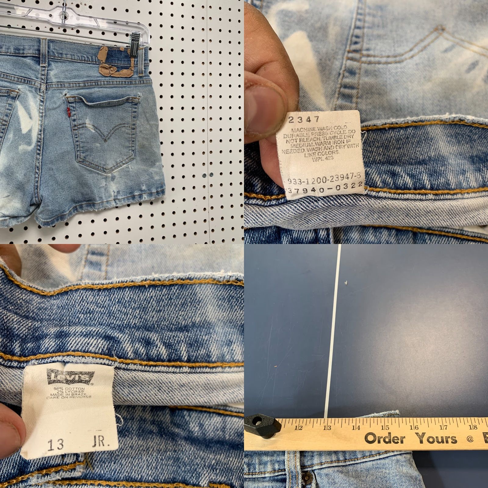 Levi's VINTAGE Levi's Denim Shorts Womens Size 13 Junior Light Wash Distressed 31x3 Fits Size 34" / US 12 / IT 48 - 8 Thumbnail