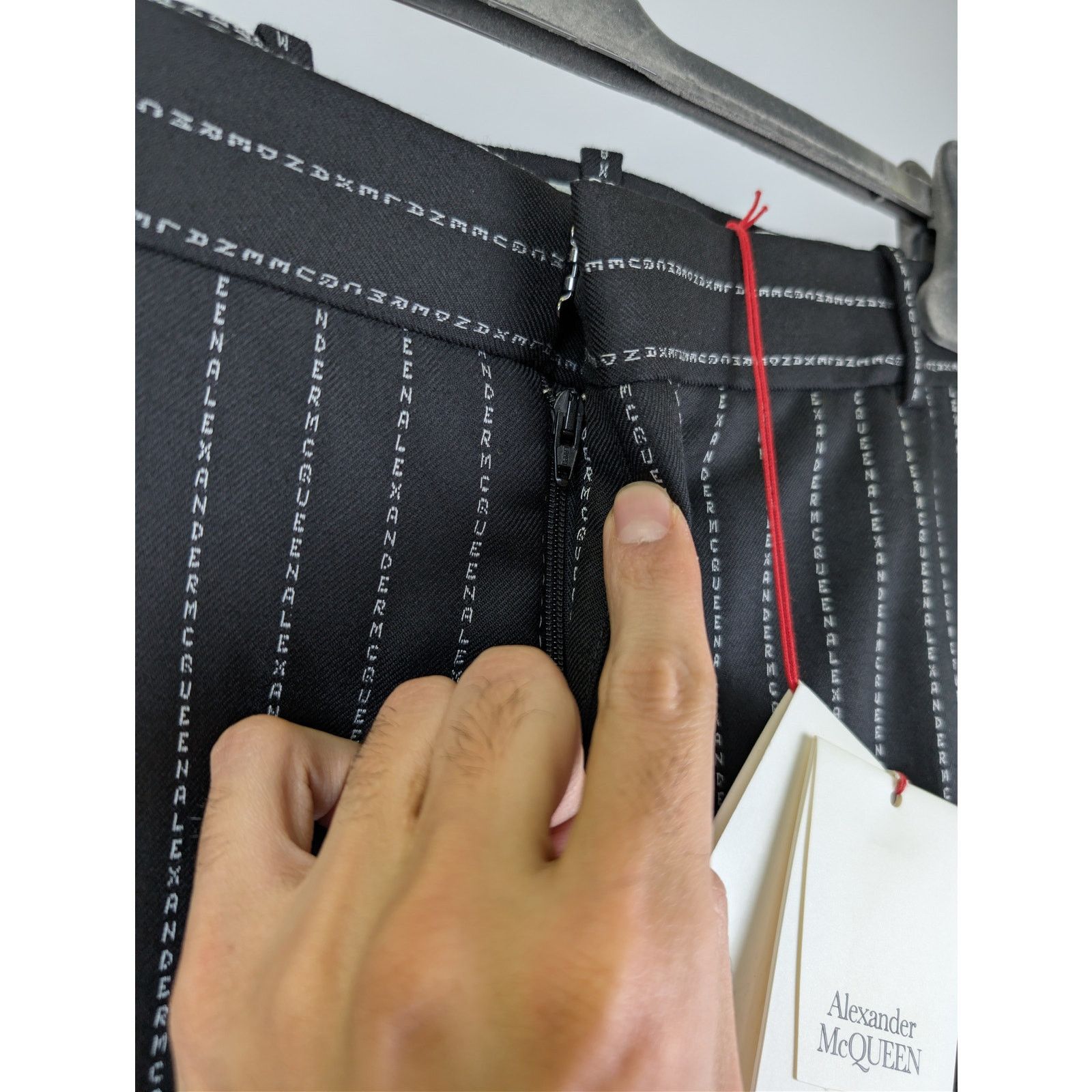 Alexander McQueen o1rshd1 McQueen Lettered Pinstripe Pants in Black/White Size US 40 / EU 56 - 8 Thumbnail