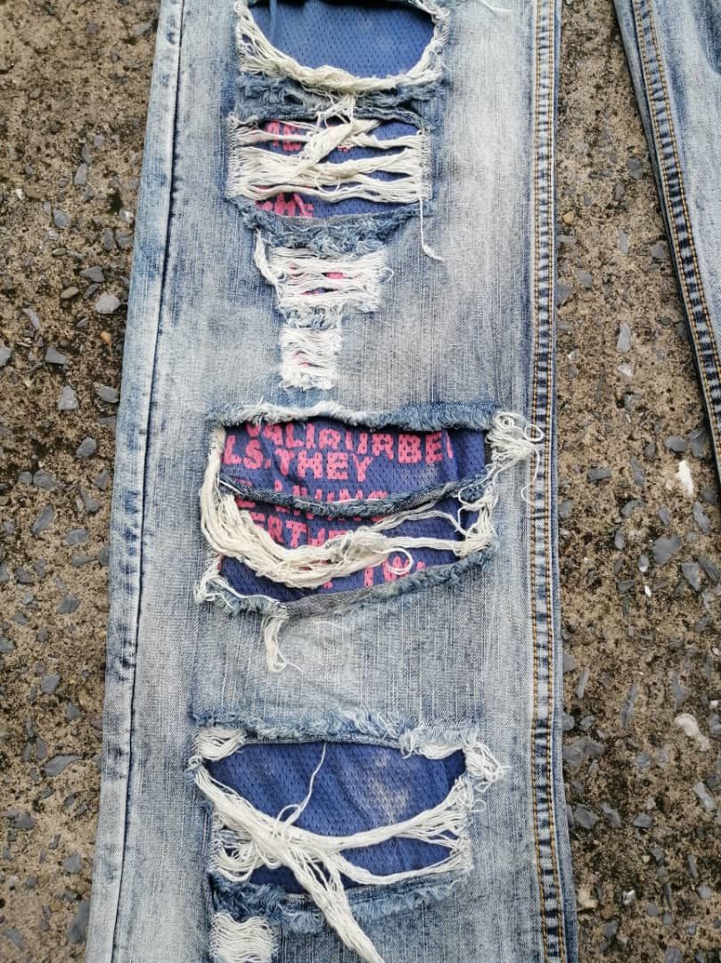 If Six Was Nine Tough Jeansmith Nice Distressed Design Denim Jeans Size US 31 - 3 Thumbnail