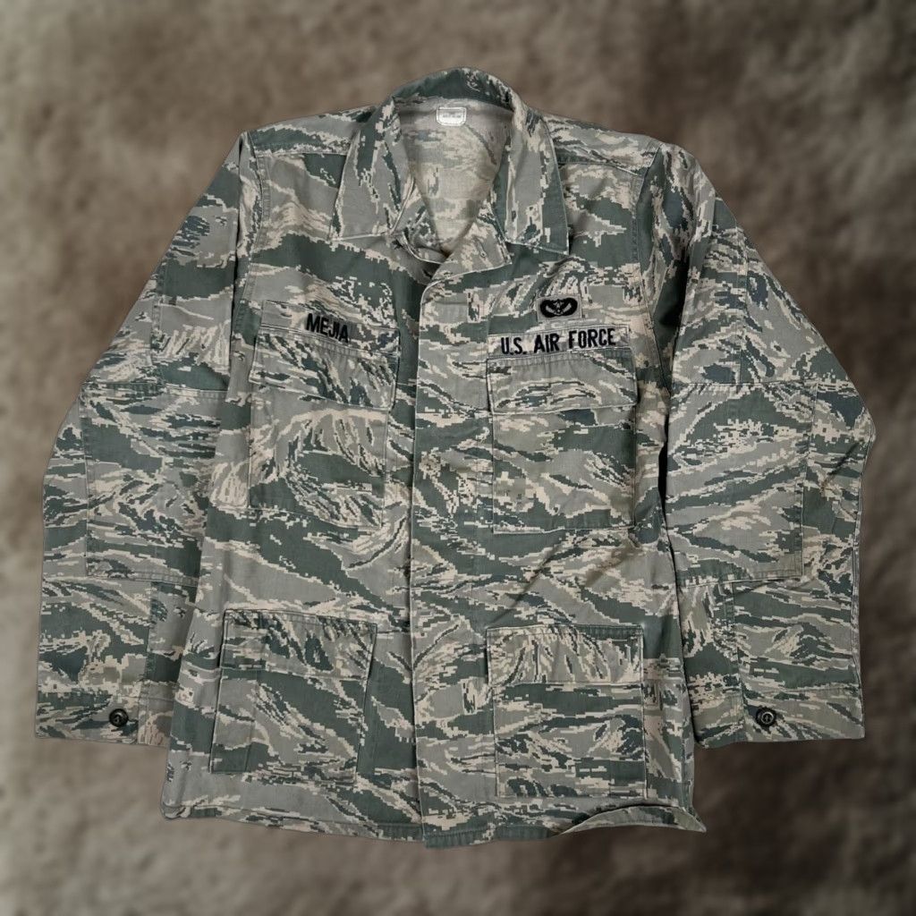 Vintage US Air Force Coat Mens 38 Long Camo ABU Tiger Stripe Utility Battle Uniform Size US XXS / EU 40 - 1 Thumbnail