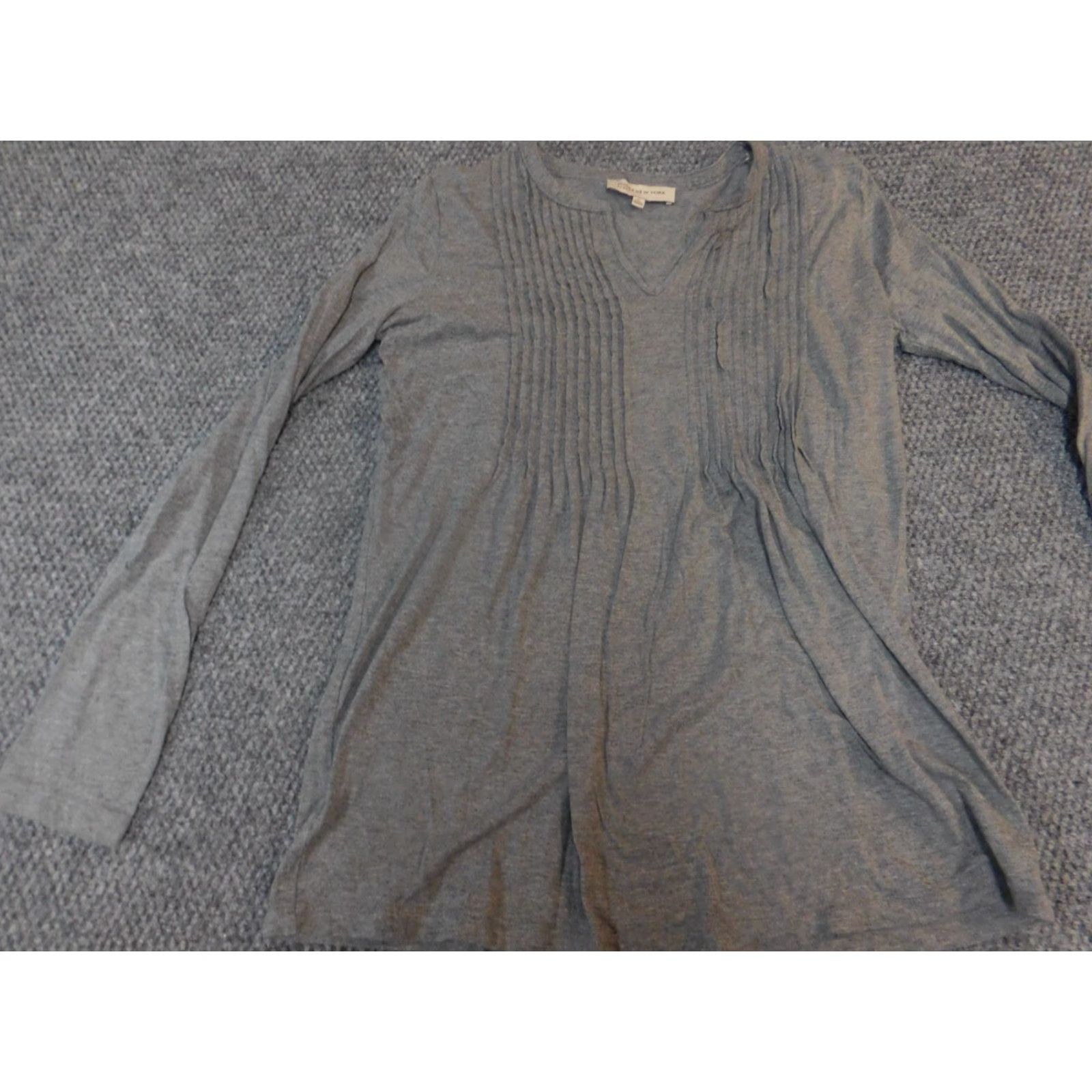 Jones New York Jones New York Blouse Medium Gray Womens pullover sport stretch cotton Shirt Knit Long Sleeve Round Neck Regular Base Breathable Vintage No Size M / US 6-8 / IT 42-44 - 3 Thumbnail