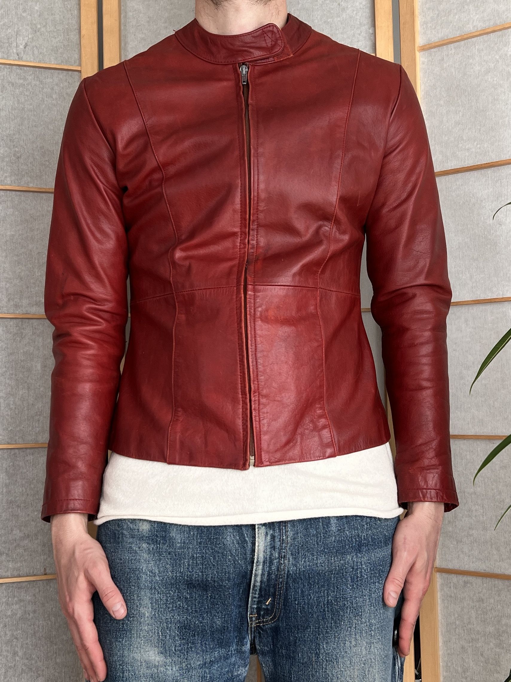 If Six Was Nine Rick Owens style vintage 00s red cropped leather jacket rare Size US S / EU 44-46 / 1 - 10 Thumbnail