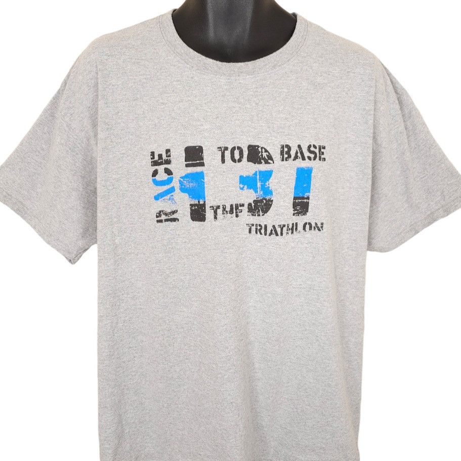 Hanes H3T Race To The Base Triathlon T Shirt Mens Size XL Gray Size US XL / EU 56 / 4 - 1 Thumbnail