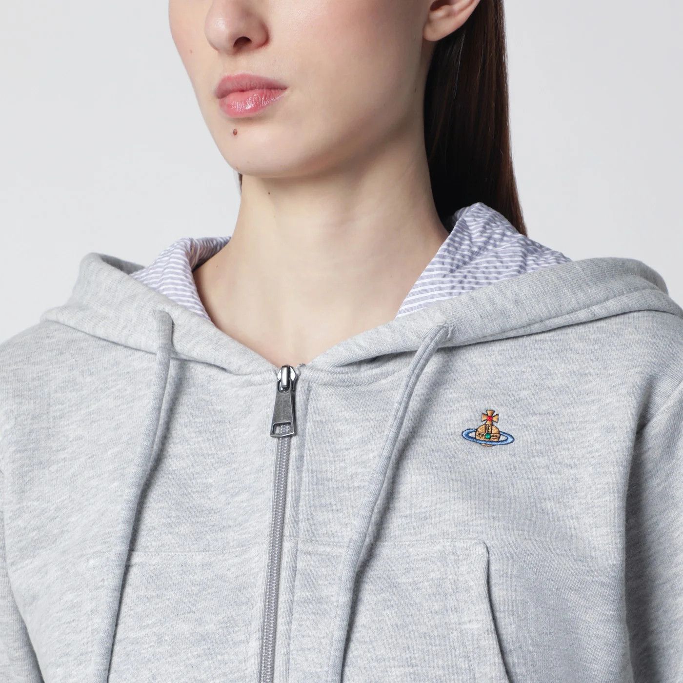 Vivienne Westwood o1d2blof0526 Cropped Logo Sweatshirt Hoodie in Gray Size M / US 6-8 / IT 42-44 - 4 Thumbnail