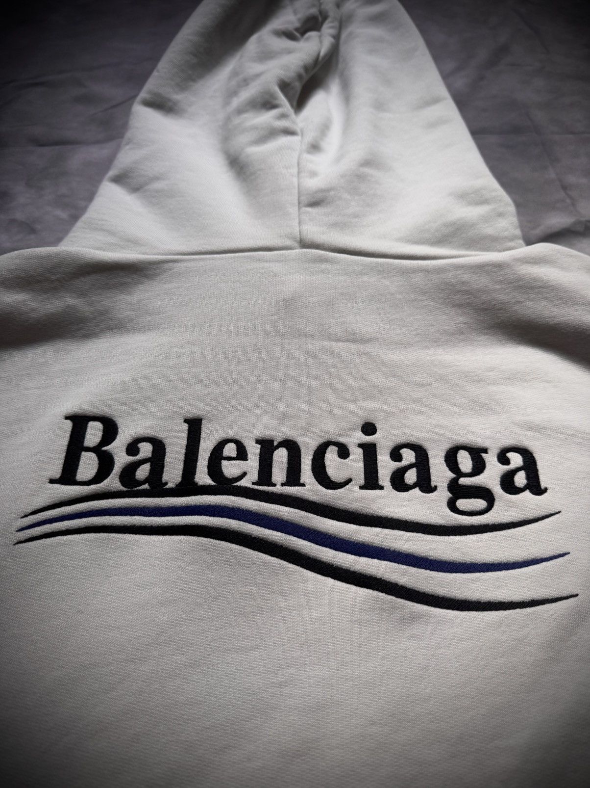 Balenciaga embroidered campaing political logo