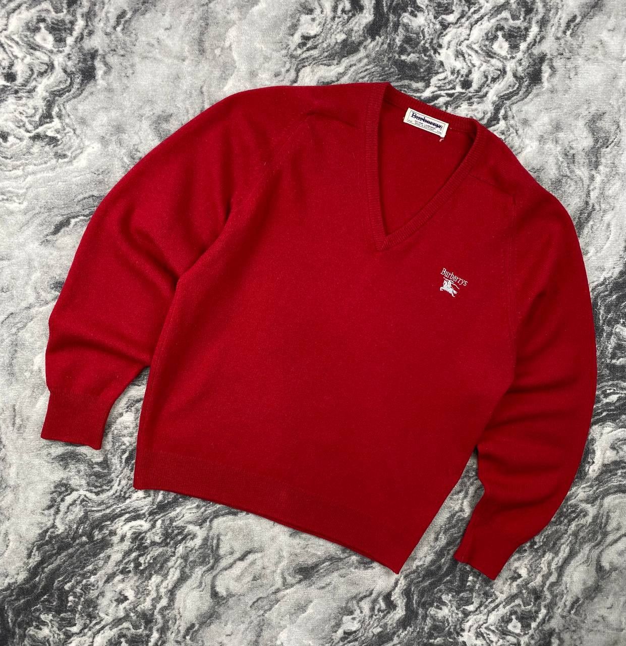 Burberry Vintage Burberrys 90s Wool Knit V Neck Sweater Men Size 44 Size US XXL / EU 58 / 5 - 1 Thumbnail