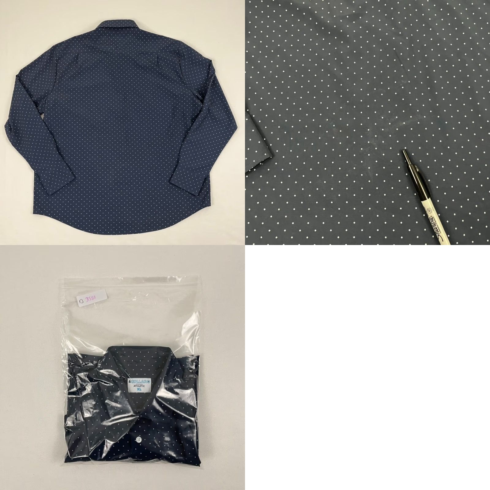 J Brand & Collar Brand Shirt Mens XL Athletic Performance Dress Button Up Blue Polka Dot shirt Size 46R - 8 Thumbnail