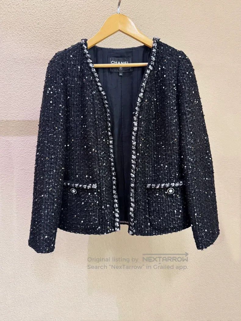 Chanel Chanel 22P popular black full-star knitted coat Size XXS / US 00 / IT 34 - 1 Thumbnail