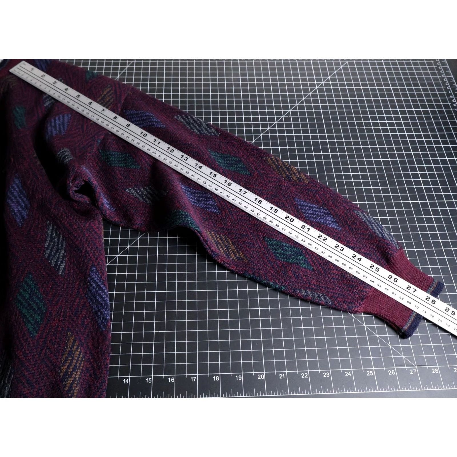 Vintage VINTAGE Maglificio Florence Wool Sweater Mens Medium Dark Red Diamond Pattern Italy Size US M / EU 48-50 / 2 - 7 Thumbnail