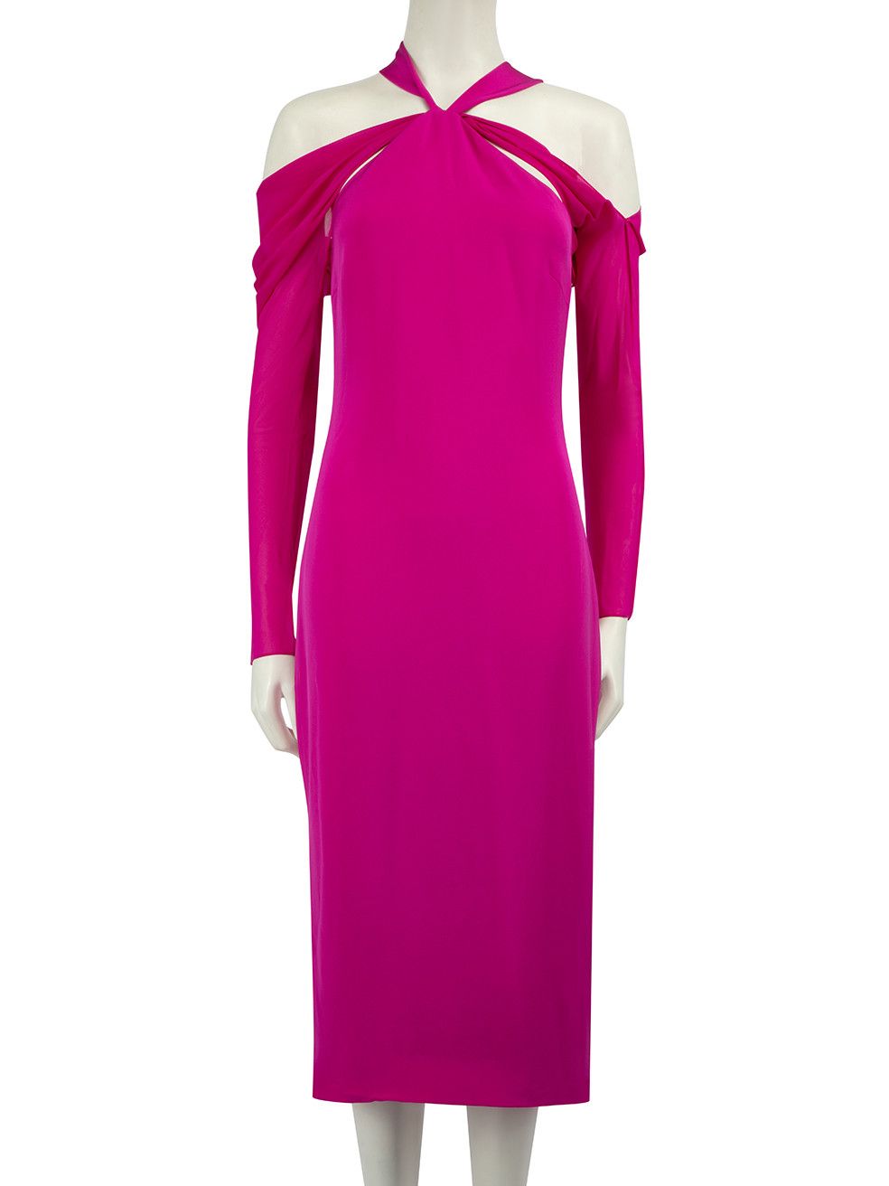 image of Cushnie Et Ochs Fuchsia Halterneck Midi Dress in Pink, Women's (Size Small)
