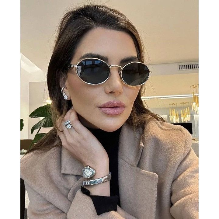 Prada Prada PR65ZS ZVN70L Sunglasses Pale Gold Oval Frame Size ONE SIZE - 1 Thumbnail