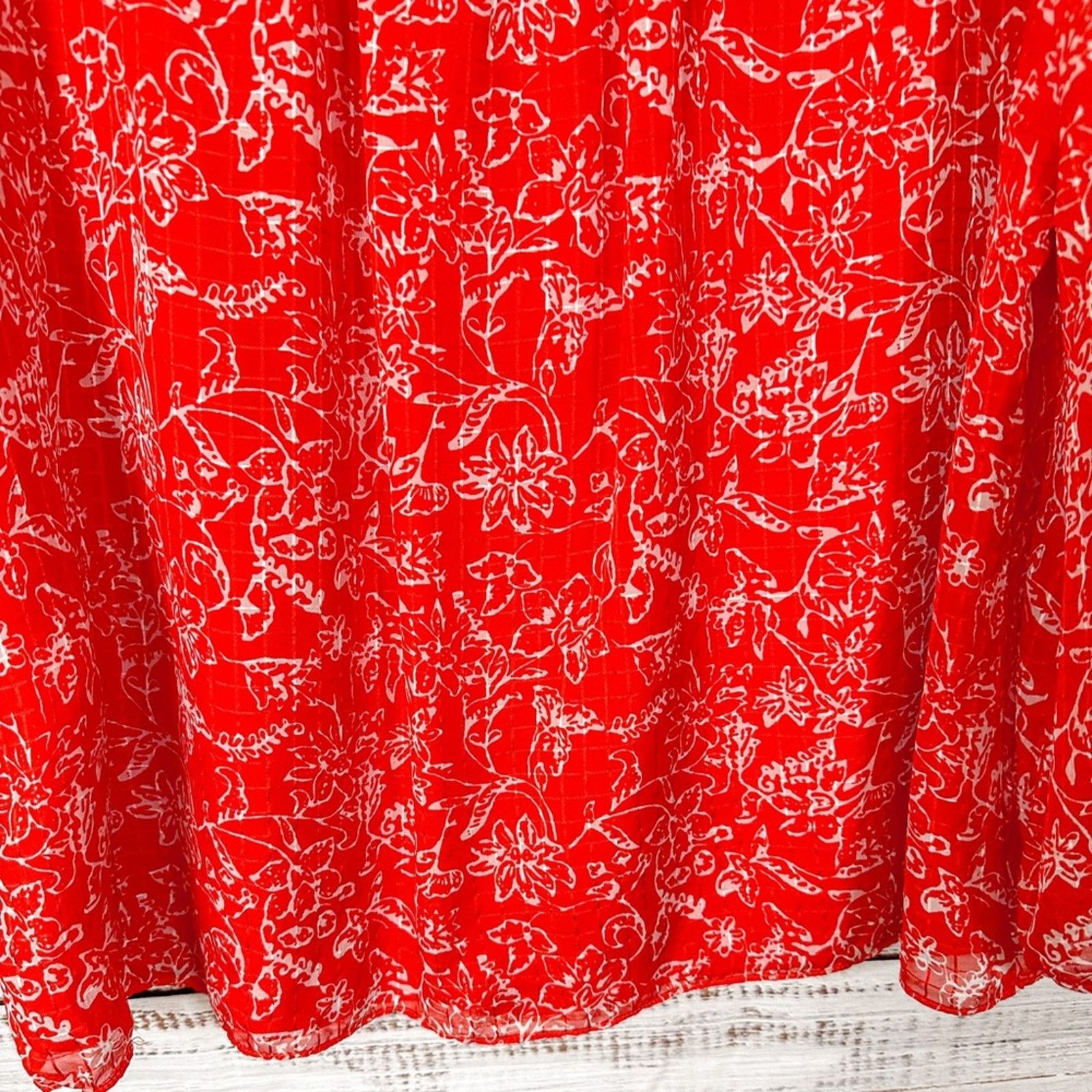 Parker Parker Ruffle Shoulder Top Red Aurora, EUC, Medium MSRP $318 Size M / US 6-8 / IT 42-44 - 12 Thumbnail