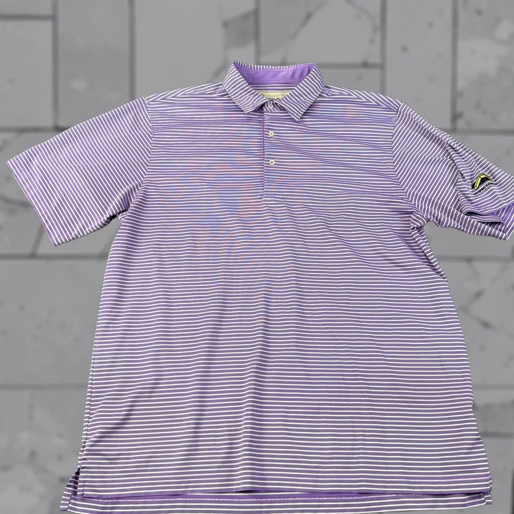 Vintage Donald Ross Polo Shirt Mens XL Purple Stripe Golf Stretch Performance Size US XL / EU 56 / 4 - 1 Thumbnail
