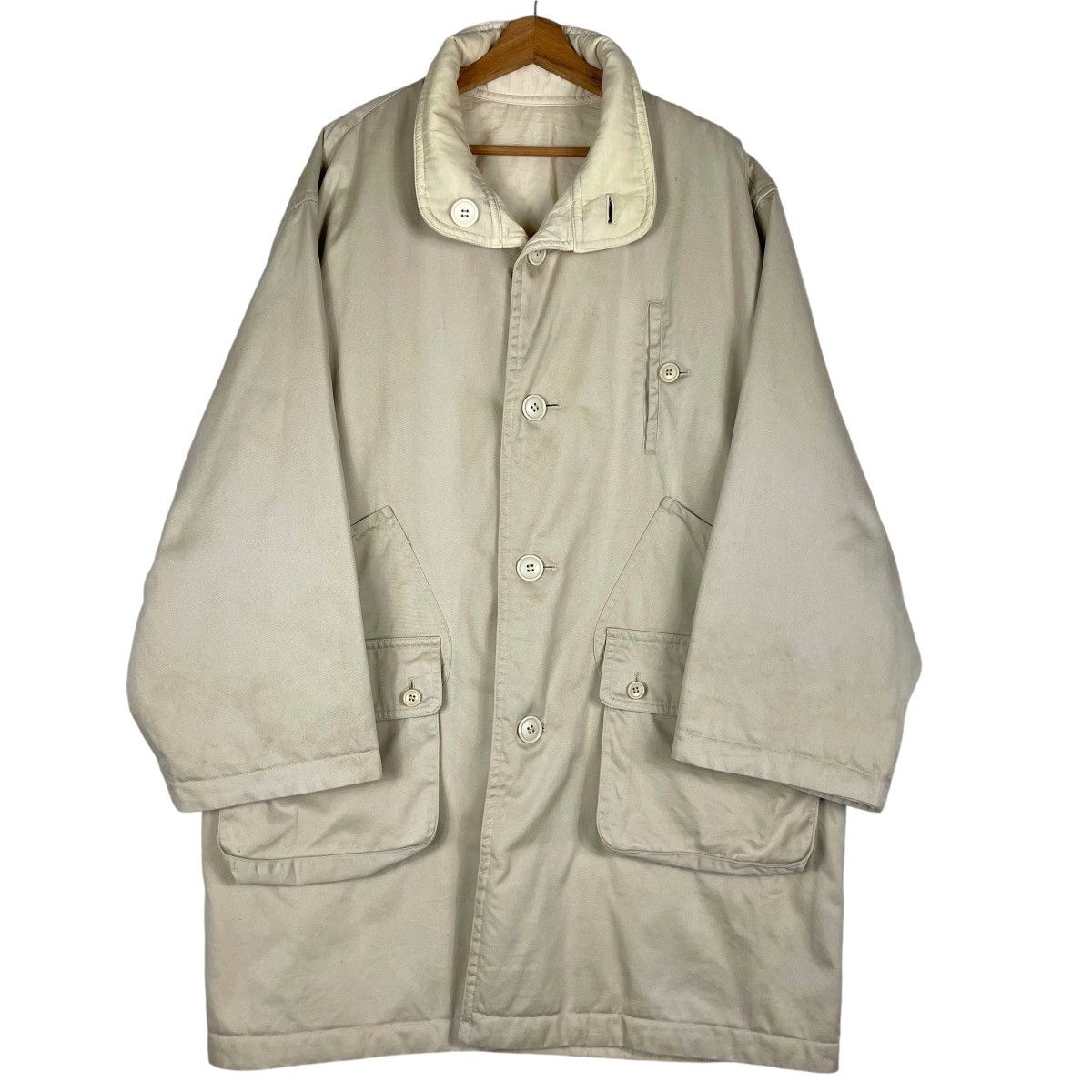 Issey Miyake ARCHIVES💥 80s BOXY COAT ISSEY MIYAKE BUTTON LONG JACKET Size US L / EU 52-54 / 3 - 5 Thumbnail
