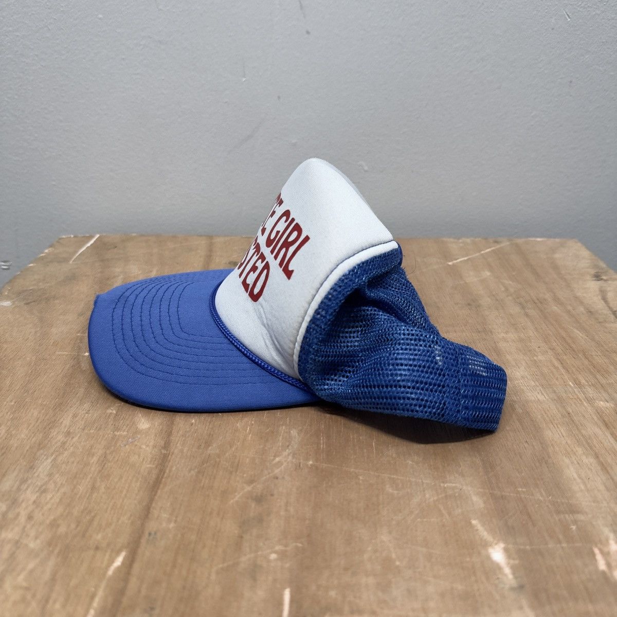 Vintage White Girl Wasted Faded Distressed Hat ERD Grunge Biker Size ONE SIZE - 4 Thumbnail